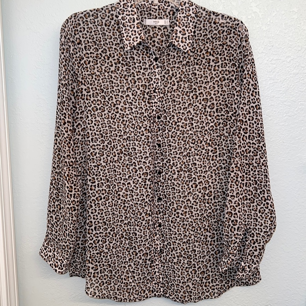 Leopard print button up blouse